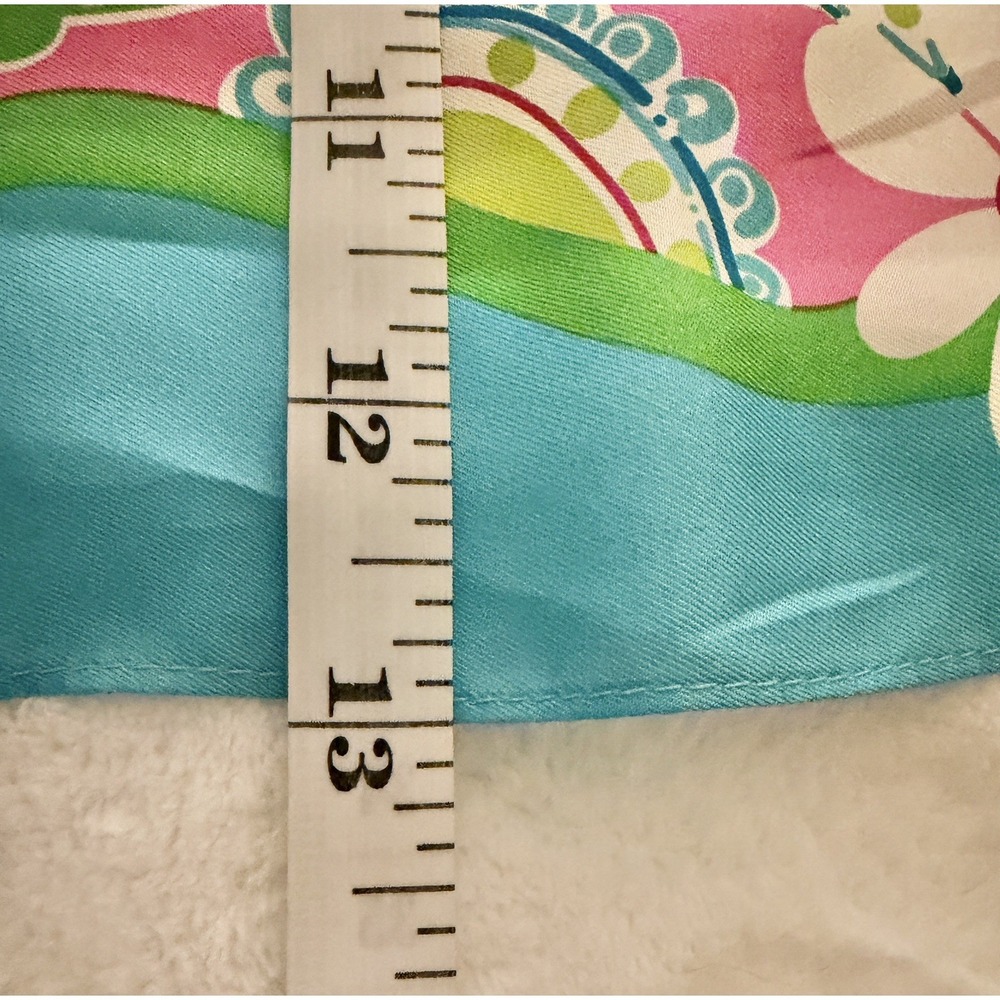 Vintage 2004 Lilly Pulitzer x Ford Warriors in Pink Silk Paisley Pink Blue Scarf - Picture 10 of 10